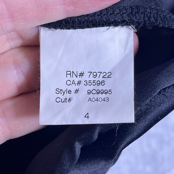 Poleci Black Scoop Neck Sleeveless Racerback Ruffle Tiered Silk Dress Size 4 - Picture 3 of 8